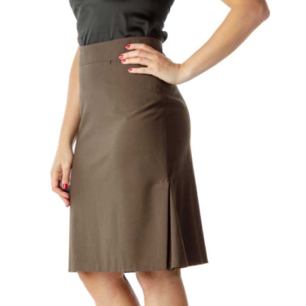 Max Studio Brown Pleated Skirt - Picture 2 of 3